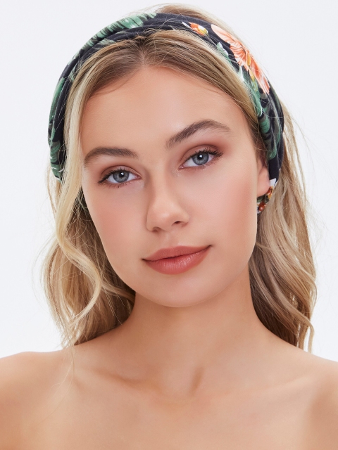 

FOREVER 21 Women Multi Tropical Print Knotted Headband
