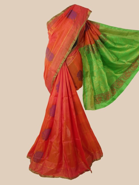 

Pothys Orange Ethnic Motifs Pure Silk Saree
