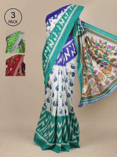 

Pothys Pack Of 3 Ethnic Motifs Jute Silk Saree, Multi