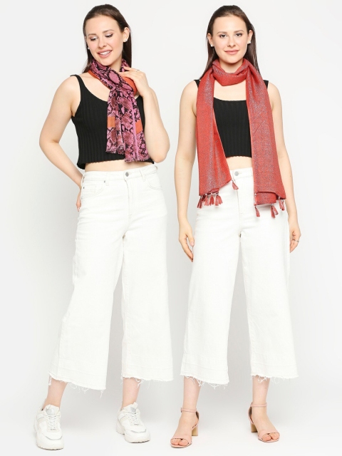

Get Wrapped Pack of 2 Women Orange & Pink Scarf