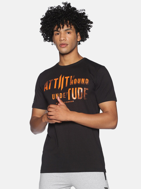 

ATTIITUDE Men Black Typography Printed Slim Fit T-shirt