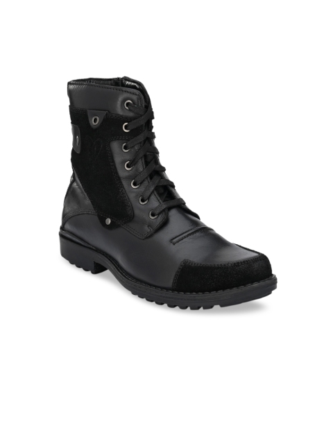 

Delize Men Black Leather High-Top Flat Boots