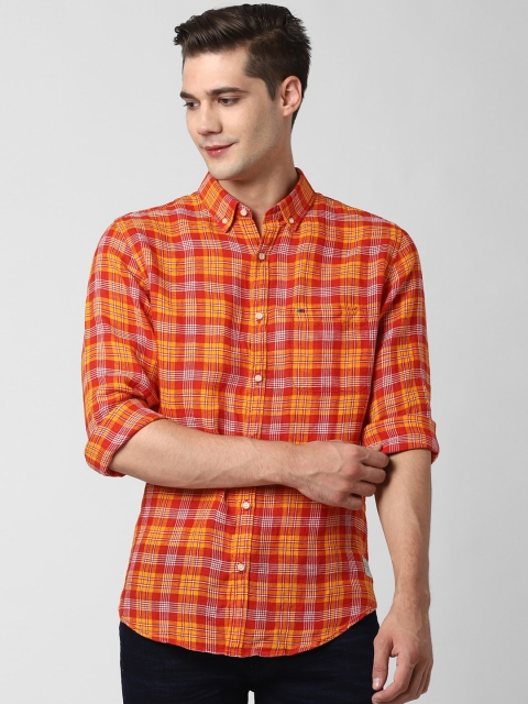 

Peter England Casuals Men Orange Slim Fit Checked Casual Shirt