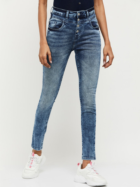 

max Women Blue Skinny Fit Heavy Fade Jeans
