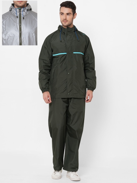 

Zeel Men Olive Green & Grey Solid Reversible Rain Suit