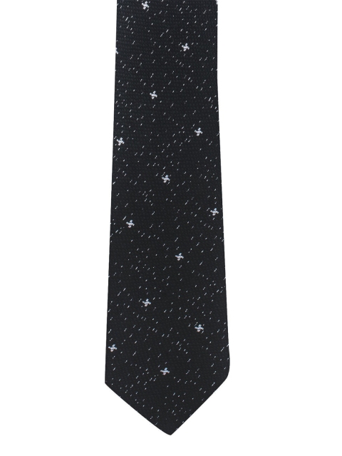 

The Tie Hub Men Black & White Woven Design Skinny Tie