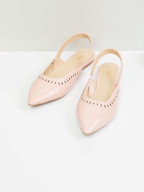 

max Women Pink Mules with Laser Cuts Flats
