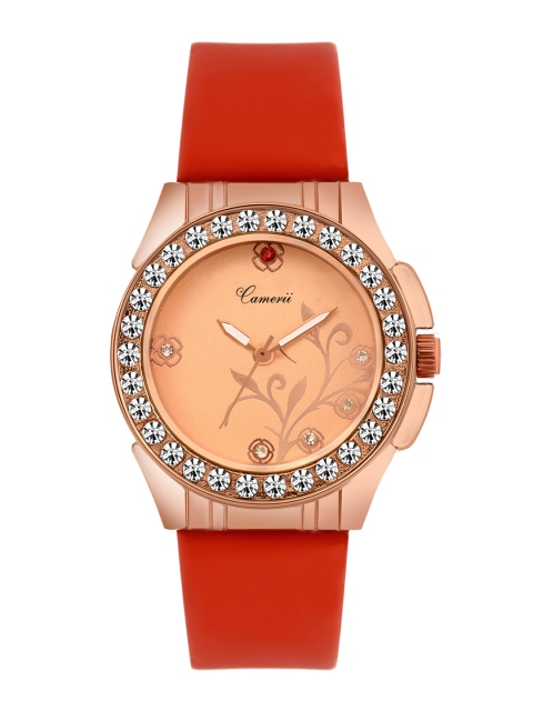 

Camerii Women Copper-Toned Dial & Orange Leather Straps Analogue Watch - CWL758_B