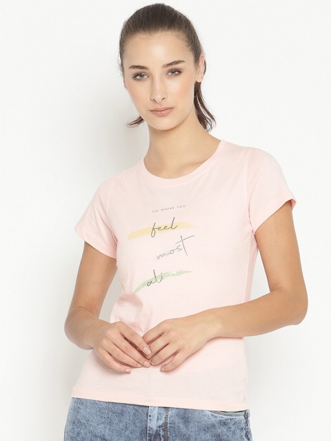 

METTLE Women Pink Typography Printed T-shirt