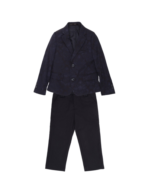 

Allen Solly Junior Boys Navy Blue Self-Design Single-Breasted Two-Piece Suit