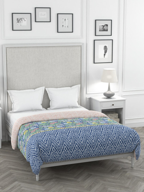 

Portico New York Blue & Yellow Floral AC Room 120 GSM Double Bed Dohar