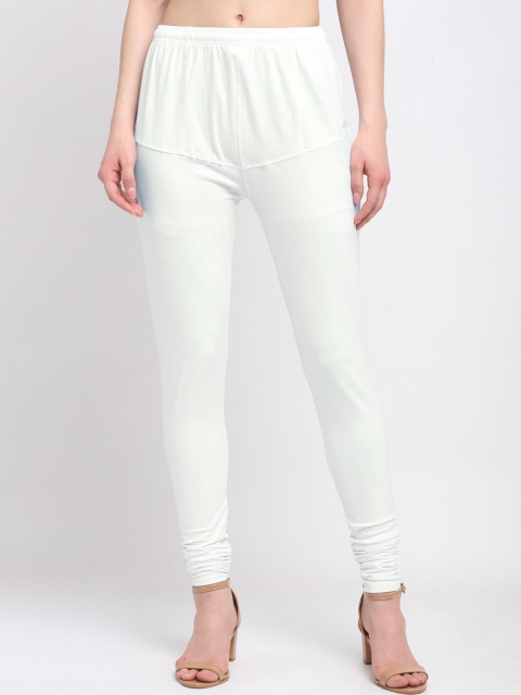 

Klotthe Women Off White Solid Leggings