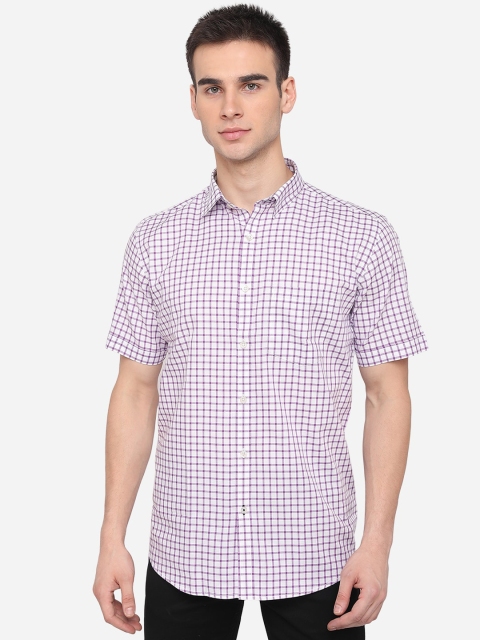 

JADE BLUE Men Purple Slim Fit Checked Casual Shirt