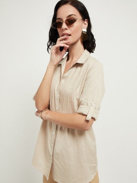 

max Women Cream Casual Shirt