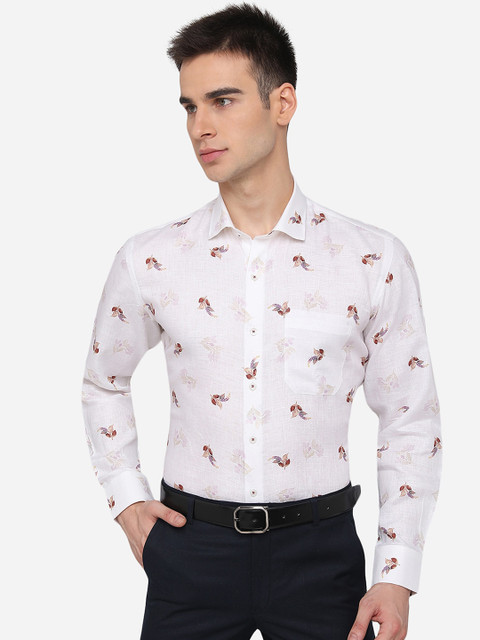 

JADE BLUE Men White Floral Printed Casual Shirt