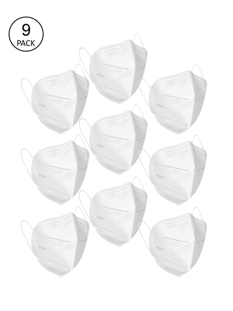 

OOMPH Unisex Pack Of 9 White Solid 5-Ply Protective Outdoor Reusable N95 Masks