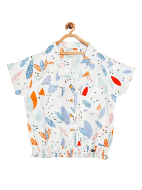 

Tiny Girl Multicoloured Printed Chiffon Blouson Top, Multi