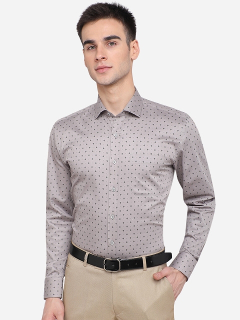 

JADE BLUE Men Grey Printed Cotton Formal Shirt