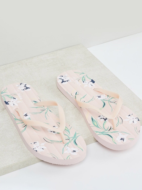 

max Women Pink & Green Printed Thong Flip-Flops