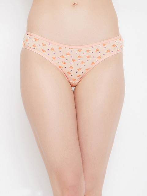 

Clovia Women Orange & Peach-Coloured Heart Printed Pure Cotton Bikini Briefs PN2936P16S