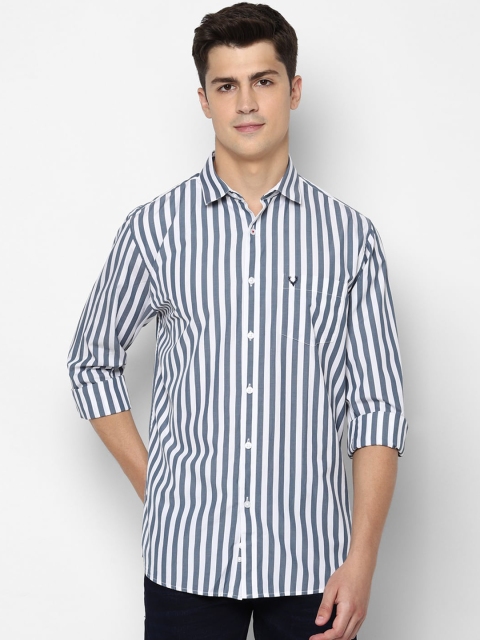 

Allen Solly Men Blue Slim Fit Striped Cotton Casual Shirt