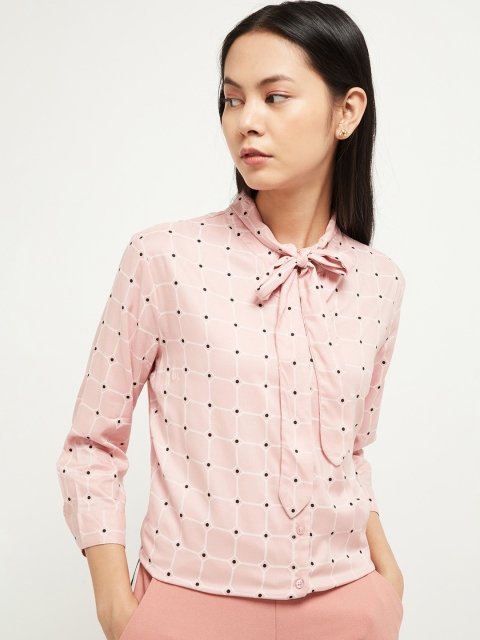 

max Women Pink Printed Casual Shirt