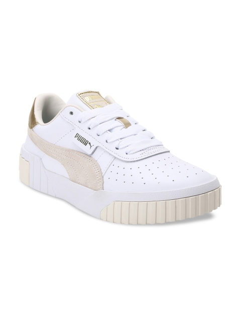 

Puma Women White Colourblocked Leather Cali Soft Glow Sneakers
