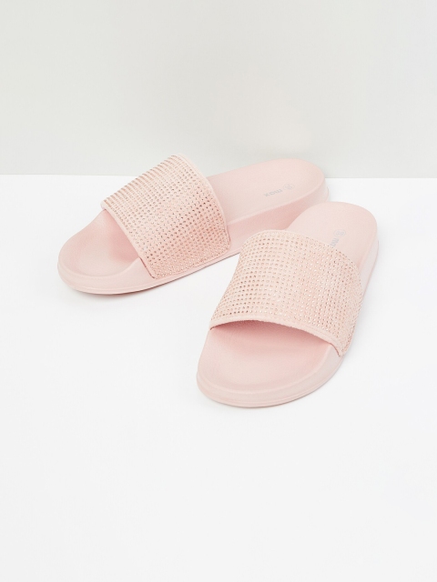 

max Women Pink Embellished Sliders