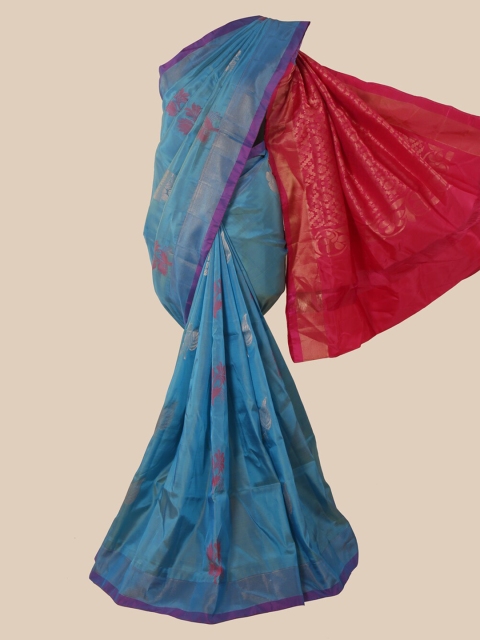 

Pothys Blue Ethnic Motifs Zari Pure Silk Saree