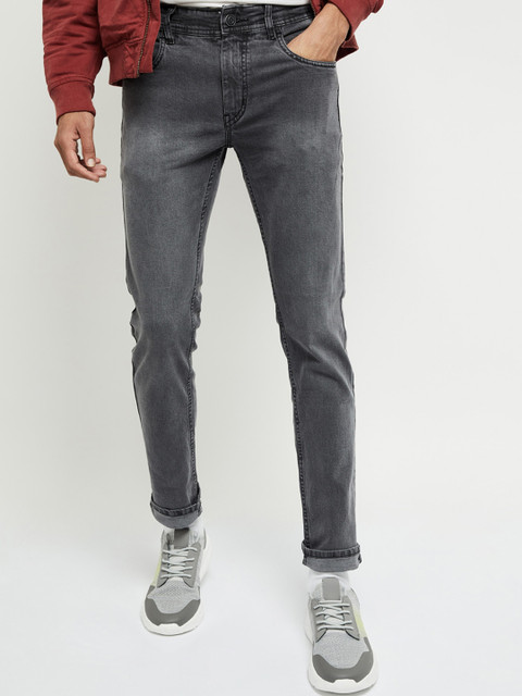 

max Men Grey Skinny Fit Heavy Fade Jeans