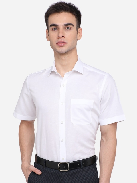 JADE BLUE Men White Regular Fit Solid Casual Shirt
