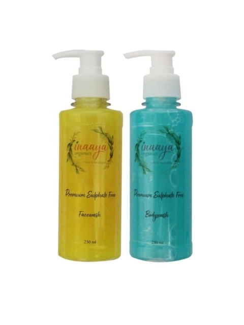 

Inaaya Organics Set of Yellow Meadow Organic Face Wash & Pearl Gold Body Wash, Multi