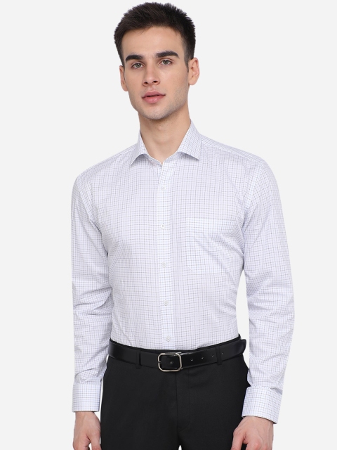

JADE BLUE Men White Grid Tattersall Checks Checked Formal Shirt