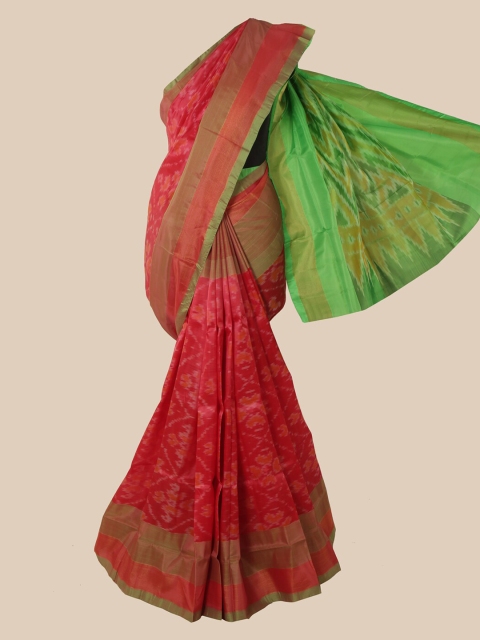

Pothys Red Woven Design Zardozi Pure Silk Saree