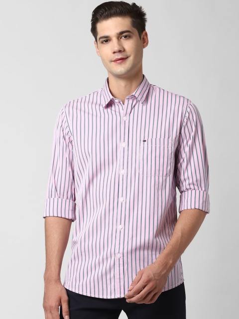 

Peter England Casuals Men Pink Slim Fit Striped Cotton Casual Shirt