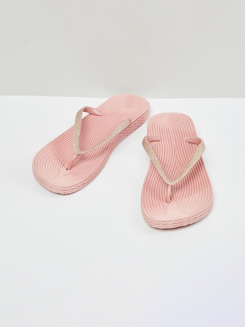 

max Women Gold & Pink Thong Flip-Flops