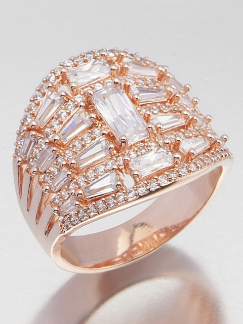 

shaze Rose Gold-Toned & White Tender Slab CZ-Studded Finger