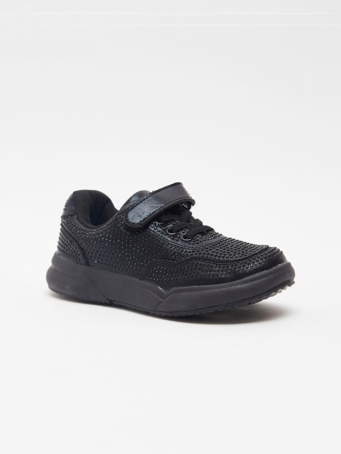 

shoexpress Girls Black Sneakers with Hook and Loop Closure