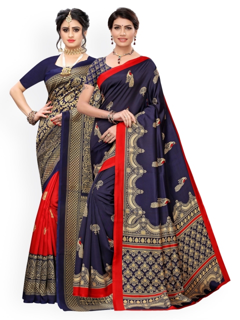 

KALINI Blue & Beige Pack of 2 Ethnic Motifs Art Silk Sarees
