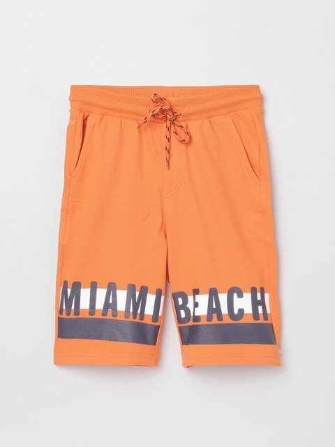 

max Boys Orange Typography Printed Mid-Rise Regular Shorts