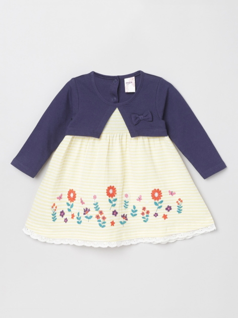 

max Blue & Yellow Floral Embroidered Dress
