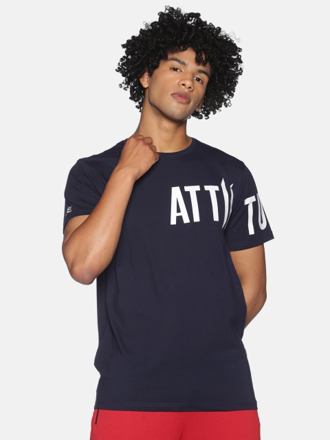 

ATTIITUDE Men Navy Blue Typography Printed Slim Fit T-shirt