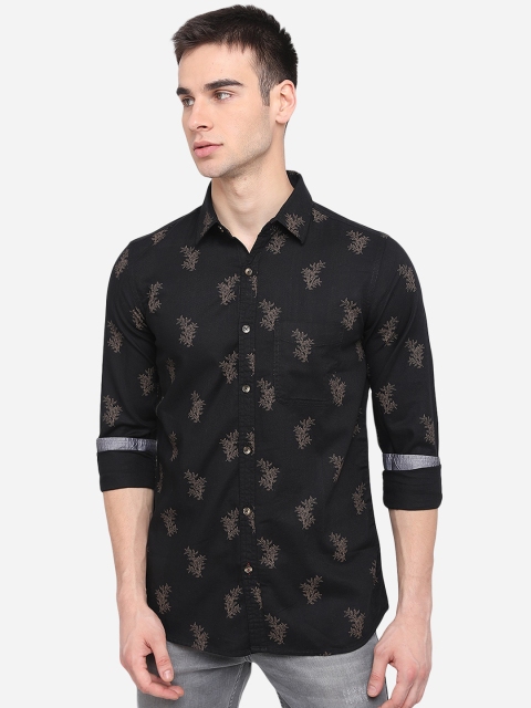 

JADE BLUE Men Black Slim Fit Floral Printed Casual Shirt