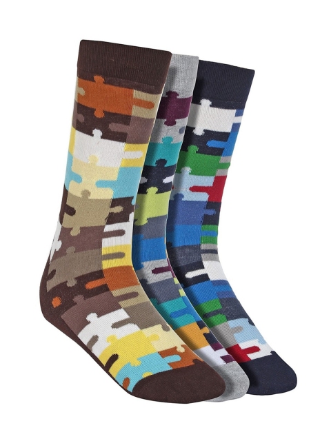 

Creature Men Pack Of 3 Pure Combed Cotton Calf-Length Socks, Multi