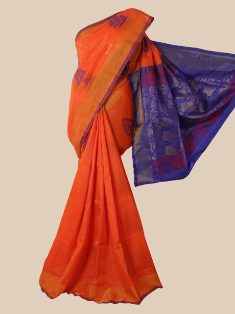 

Pothys Orange Ethnic Motifs Zari Pure Silk Saree