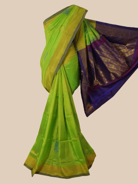 

Pothys Green Solid Zari Pure Silk Saree