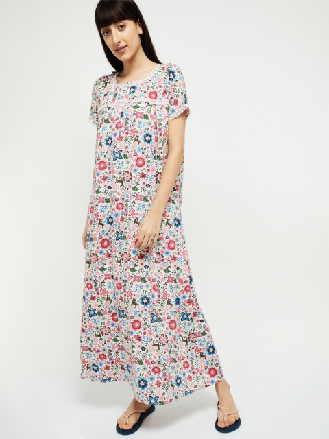 

max Off-White & Blue Printed Cotton Nightdress
