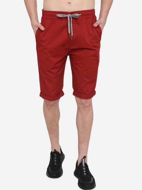 

JADE BLUE Men Red Slim Fit Mid-Rise Regular Shorts