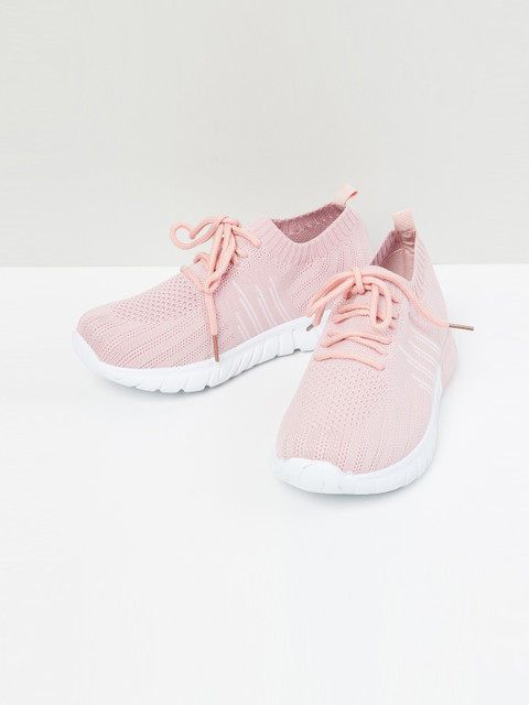 

max Girls Pink Woven Design PU Sneakers