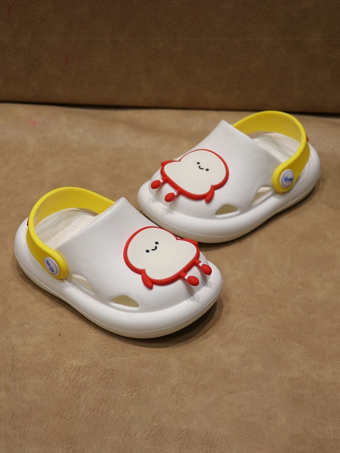 

FEETWELL SHOES Unisex Kids White & Red Croslite Clogs